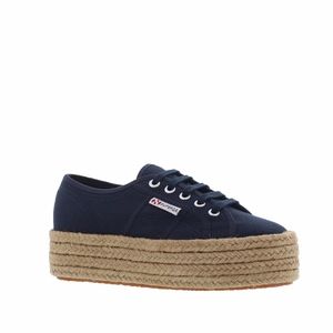 Superga "Cotropew" Raffia platform, Navy, 6.5